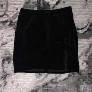 Velvet Black Mini Skirt w/Slit